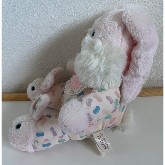 Vintage Creations from TL Toys Easter Bunny Pink White Plush Rabbit Slippers Jel - Picture 2 of 13